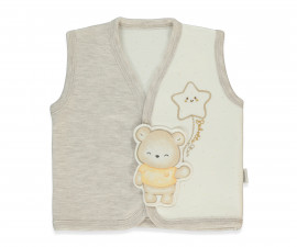 Детски дрешки Bebetto Be Kind T4049 - Памучен бебешки елек, момче, 18-24 м., бежов меланж