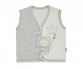 Детски дрешки Bebetto Be Kind T4049 - Памучен бебешки елек, момче, 18-24 м., сив меланж