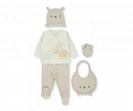 Детски дрешки Bebetto Be Kind Z1062 - Комплект за изписване 5 части, момче, 0-3 м., бежов меланж