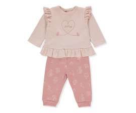 Детски дрешки Bebetto Mini Bee F1434 - Комплект блузка и панталон, момиче, 18-24 м., сьомга