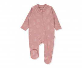 Детски дрешки Bebetto Mini Bee T3983 - Гащеризон с ходило и цип, момиче, 6-9 м., сьомга