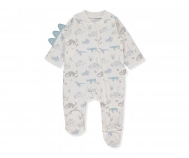 Детски дрешки Bebetto Me and Dudes T3966 - Гащеризон с ходило и цип, момче, 6-9 м., екрю