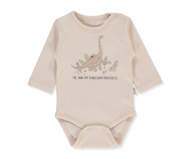 Детски дрешки Bebetto Me and Dudes T3969 - Боди с дълъг ръкав, момче, 9-12 м., бежов