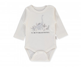 Детски дрешки Bebetto Me and Dudes T3969 - Боди с дълъг ръкав, момче, 9-12 м., екрю
