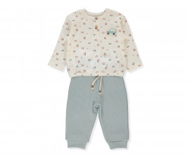 Детски дрешки Bebetto Wooden Car F1449 - Пижама 2 части, момче, 18-24 м., мента