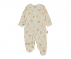 Детски дрешки Bebetto Organic Cupcakes T4081 - Гащеризон с ходило, момиче, 6-9 м., бежов