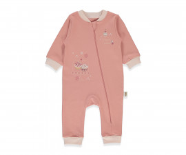 Детски дрешки Bebetto Organic Cupcakes T4082 - Гащеризон с цип, момиче, 12-18 м., мръсно розов