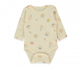 Детски дрешки Bebetto Organic Cupcakes T4085 - Боди с дълъг ръкав, момиче, 9-12 м., бежов