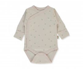 Детски дрешки Bebetto Organic Cute Bear T3958 - Боди с дълъг ръкав с прихлупване, момиче, 1-3 м., сьомга