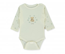 Детски дрешки Bebetto Organic Cute Bear T3959 - Боди с дълъг ръкав, момиче, 9-12 м., екрю