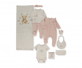 Детски дрешки Bebetto Organic Cute Bear Z1036 - Комплект за изписване 10 части, момиче, 0-3 м., розов