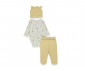 Детски дрешки Bebetto Organic Fun Moment T4093 - Комплект боди с дълъг ръкав, ританки и шапка, момче, 3-6 м., жълт thumb 2