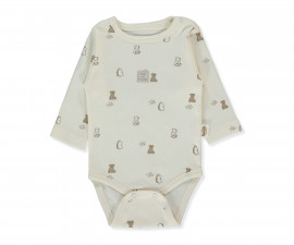 Детски дрешки Bebetto Organic Fun Moment T4094 - Боди с дълъг ръкав, момче, 9-12 м., екрю