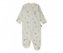 Детски дрешки Bebetto Organic Fun Moment T4109 - Гащеризон с ходило, момче, 3-6 м., екрю