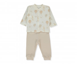 Детски дрешки Bebetto Organic Born with Love F1460 - Пижама 2 части, унисекс, 1-3 м., бежов