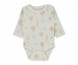 Детски дрешки Bebetto Organic Born with Love T4035 - Боди с дълъг ръкав, унисекс, 9-12 м., тъмно екрю