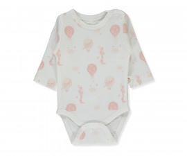 Детски дрешки Bebetto Organic Born with Love T4035 - Боди с дълъг ръкав, унисекс, 9-12 м., екрю
