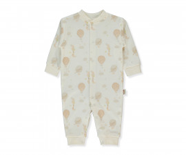 Детски дрешки Bebetto Organic Born with Love T4107 - Гащеризон, унисекс, 1-3 м., тъмно екрю