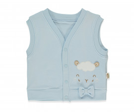 Детски дрешки Bebetto Organic Sleepy Sheepy T4069 - Памучен бебешки елек, унисекс, 18-24 м., син