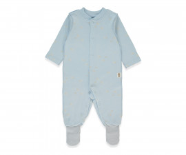 Детски дрешки Bebetto Organic Sleepy Sheepy T4072 - Гащеризон с ходило, унисекс, 9-12 м., син