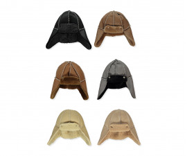 Детски дрешки Bebetto C1172 - Кожена шапка ушанка, унисекс, 2-4 г., микс