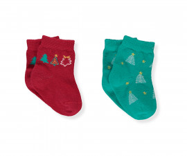 Детски дрешки Bebetto New Year S689 - Къси чорапки, 2 чифта, унисекс, 24-36 м., зелен
