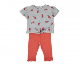 Детски дрешки Bebetto Strawberry K5282 - Комплект тениска с къс ръкав и клин, момиче, 18-24 м., 92 см., червен