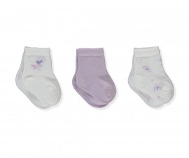 Детски дрешки Bebetto Blossom S737L - Бебешки чорапи 3 чифта, момиче, 0-6 м., лила