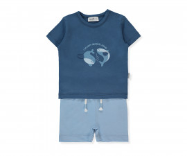 Детски дрешки Bebetto Happy Fish K5285B - Комплект тениска с къс ръкав и бермуди, момче, 24-36 м., 98 см., син