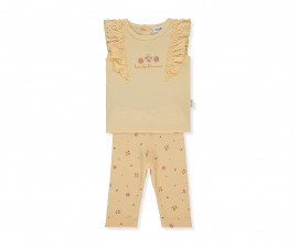 Детски дрешки Bebetto Lovely Flowers K5305 - Комплект блуза с къс ръкав и клин, момиче, 24-36 м., 98 см., жълт