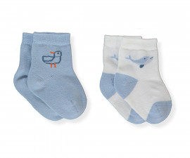 Детски дрешки Bebetto Friendship S762E/B - Къси чорапи 2 чифта, момче, 12-24 м., екрю-син