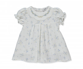 Детски дрешки Bebetto Flowery K5203 - Рокля с къс ръкав, момиче, 24-36 м., 98 см., екрю