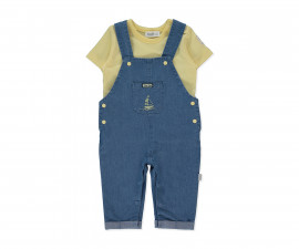 Детски дрешки Bebetto Wave Power K5263B - Комплект дънков гащеризон и тениска с къс ръкав, момче, 18-24 м., 92 см., син