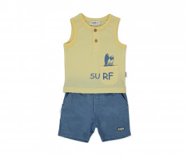 Детски дрешки Bebetto Wave Power K5264B - Комплект потник и бермуди, момче, 24-36 м., 98 см., син