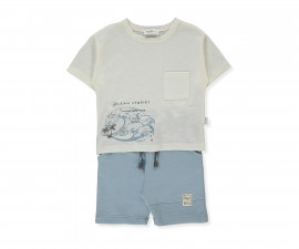 Детски дрешки Bebetto Surf K5251 - Комплект тениска с къс ръкав и бермуди, момче, 4-5 г., 110 см., индиго