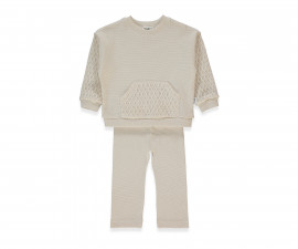 Детски дрешки Bebetto Lacy Girl K5248BE - Комплект суитшърт и панталон, момиче, 4-5 г., 110 см., бежов