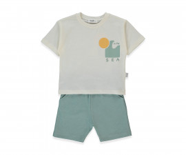 Детски дрешки Bebetto In The Sea K5378 - Комплект тениска с къс ръкав и бермуди, момче, 4-5 г., 110 см., зелен