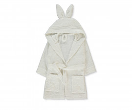Детски дрешки Bebetto H496 - Хавлиен халат с качулка, унисекс, 4-5 г., 110 см., екрю
