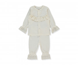 Детски дрешки Bebetto Ceremony F1512 - Пижама 2 части интерлок, момиче, 3-6 м., 68 см., тъмно екрю