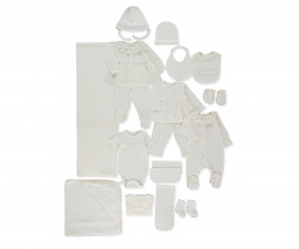 Детски дрешки Bebetto Ceremony Z1129 - Комплект за изписване 20 части, момиче, 0-3 м., 62 см., тъмно екрю