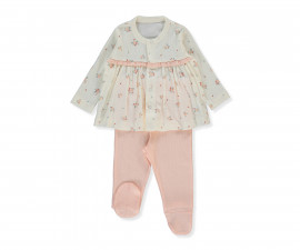 Детски дрешки Bebetto Bloom F1467 - Дълга пижама с ходило 2 части, момиче, 3-6 м., 68 см., розов