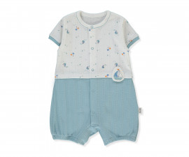 Детски дрешки Bebetto Palm In The Sea K5196GP - Летен къс гащеризон, момче, 12-18 м., 86 см., петролен