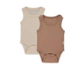 Детски дрешки Bebetto Basic/26 T4128BR - Боди потник 2 бр., унисекс, 9-12 м., 80 см., кафяв
