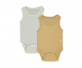 Детски дрешки Bebetto Basic/26 T4128MU - Боди потник 2 бр., унисекс, 9-12 м., 80 см., горчица