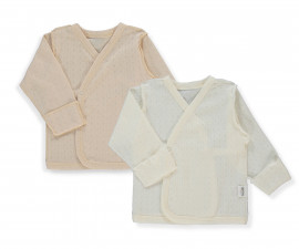 Детски дрешки Bebetto Basic/26 T4134E - Камизолка с прихлупване, унисекс, 0-3 м., 62 см., екрю