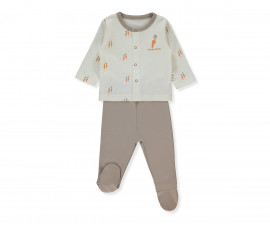 Детски дрешки Bebetto Baby Carrot F1475 - Дълга пижама с ходило 2 части, момче, 3-6 м., 68 см., кафяв