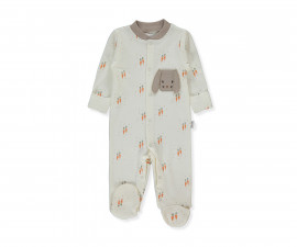 Детски дрешки Bebetto Baby Carrot T4180 - Гащеризон с ходило, момче, 3-6 м., 68 см., екрю