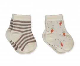 Детски дрешки Bebetto Baby Carrot S748E/BR - Къси чорапи 2 чифта, момче, 12-24 м., екрю-кафяв