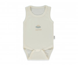 Детски дрешки Bebetto To Space T4217DE - Боди потник интерлок, момче, 9-12 м., 80 см., тъмно екрю