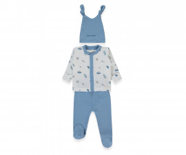 Детски дрешки Bebetto To Space Z1112I - Комплект камизолка, ританки и шапка, момче, 1-3 м., 62 см., индиго